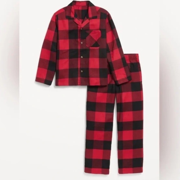 Old navy flannel Christmas pajama set red buffalo plaid size medium - Picture 1 of 6